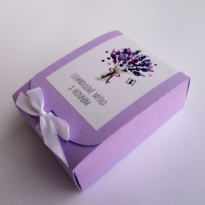 Přírodní levandulové mýdlo s hedvábím – krabice 80g
