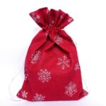 bavlněný dárkový sáček červený, vánoční motiv vločky