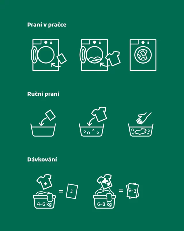Prací papírky - Bez parfemace - 5 pracích dávek - Obrázek 4