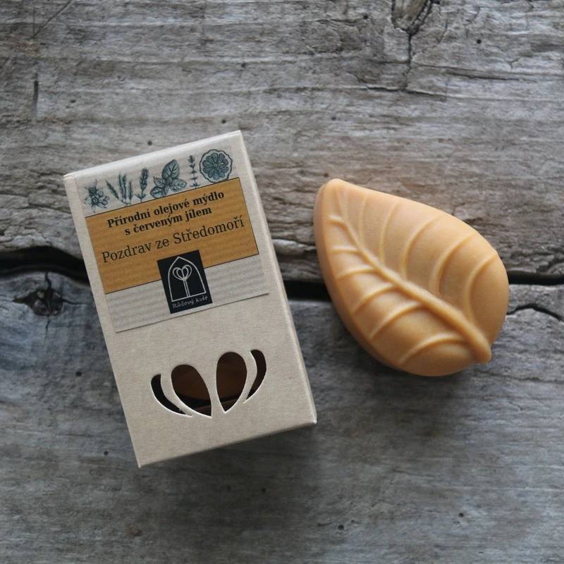 Olejové mýdlo LIST s červeným jílem Pozdrav ze Středomoří 85 g